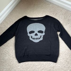 Chaser black thin sweater size small skull on front and rock and roll on back